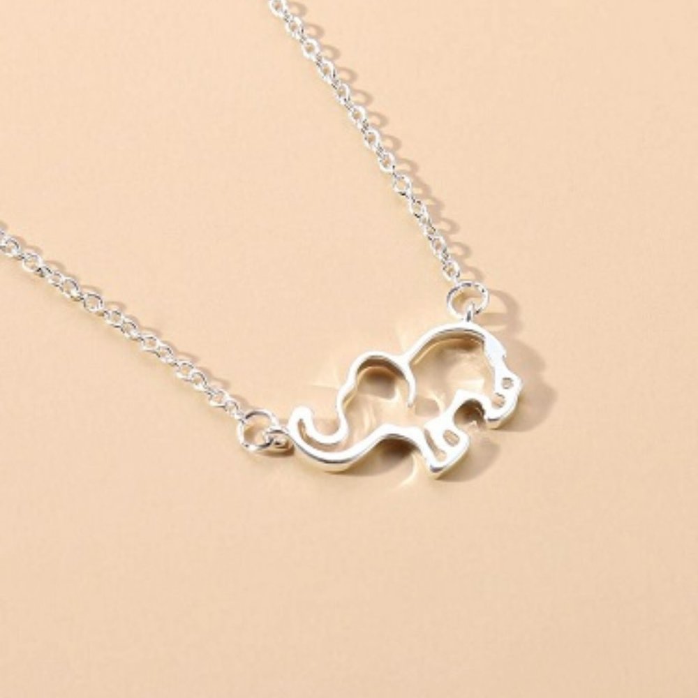 Stainless Steel Silver Colored Elephant Necklace